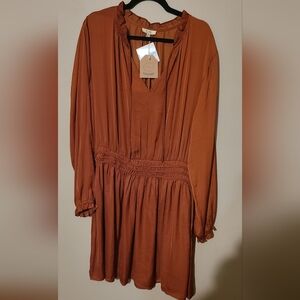Kori America Terracotta Rust Long Sleeve Dress Size 1X